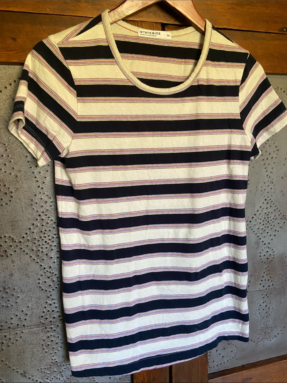 Anthropologie Stateside Contrast Stripe Tee T Shirt Size M
